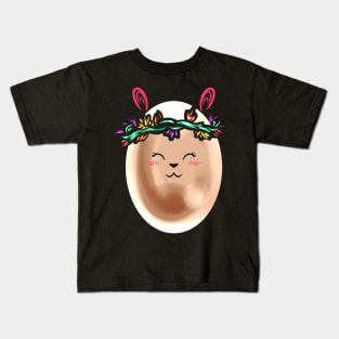 Cute Painted Easter Egg With Flower Wreath For Easter Kids T-Shirt